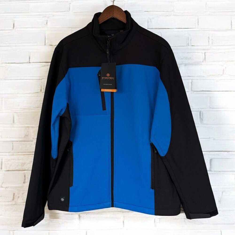Stormtech Men’s Jacket Cascade Soft Shell Zip Up Coat Blue Black Sz L NWT